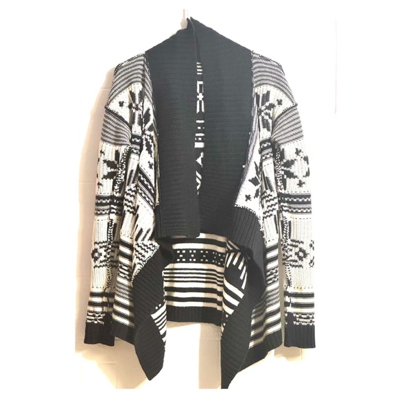 Express Merino Wool Sz: S/P Snowflake Cardigan Waterfall Open-Front Sweater - Picture 4 of 6